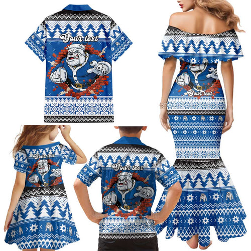 Angry Santa Bulldog Personalized Family Matching Mermaid Dress and Hawaiian Shirt Christmas Rugby League Spirit - Aussie Hoodie