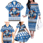 Angry Santa Bulldog Personalized Family Matching Off The Shoulder Long Sleeve Dress and Hawaiian Shirt Christmas Rugby League Spirit - Aussie Hoodie