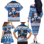 Angry Santa Bulldog Personalized Family Matching Off The Shoulder Long Sleeve Dress and Hawaiian Shirt Christmas Rugby League Spirit - Aussie Hoodie
