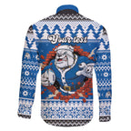 Angry Santa Bulldog Personalized Family Matching Off The Shoulder Long Sleeve Dress and Hawaiian Shirt Christmas Rugby League Spirit - Aussie Hoodie