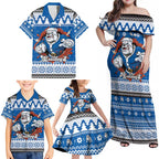 Angry Santa Bulldog Personalized Family Matching Off Shoulder Maxi Dress and Hawaiian Shirt Christmas Rugby League Spirit - Aussie Hoodie