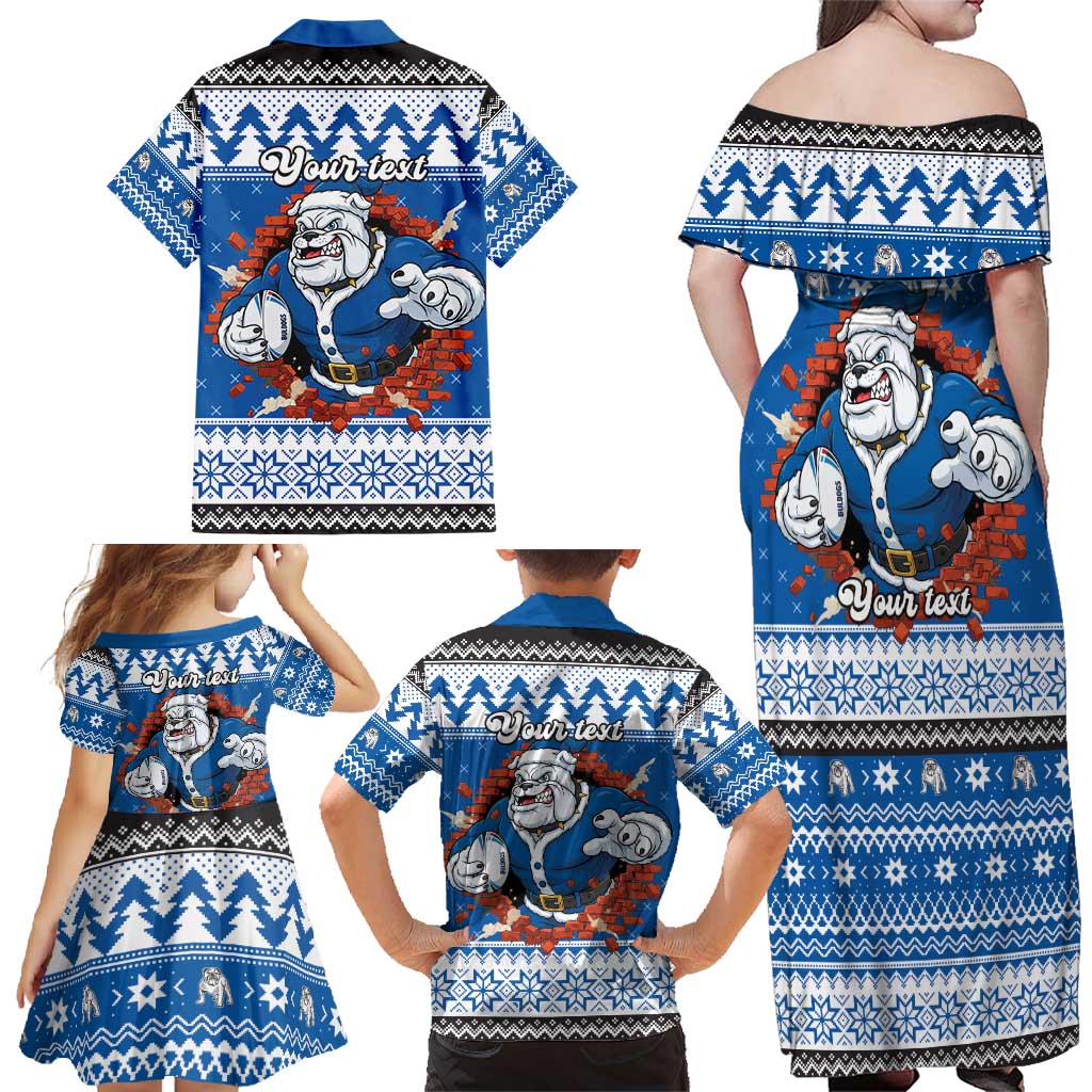 Angry Santa Bulldog Personalized Family Matching Off Shoulder Maxi Dress and Hawaiian Shirt Christmas Rugby League Spirit - Aussie Hoodie