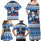 Angry Santa Bulldog Personalized Family Matching Off Shoulder Maxi Dress and Hawaiian Shirt Christmas Rugby League Spirit - Aussie Hoodie