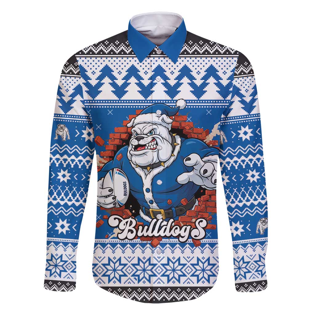 Angry Santa Bulldog Personalized Family Matching Off Shoulder Maxi Dress and Hawaiian Shirt Christmas Rugby League Spirit - Aussie Hoodie