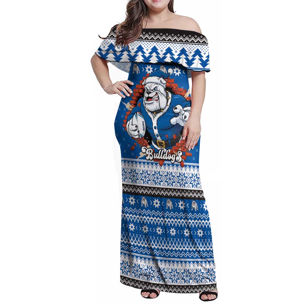Angry Santa Bulldog Personalized Family Matching Off Shoulder Maxi Dress and Hawaiian Shirt Christmas Rugby League Spirit - Aussie Hoodie