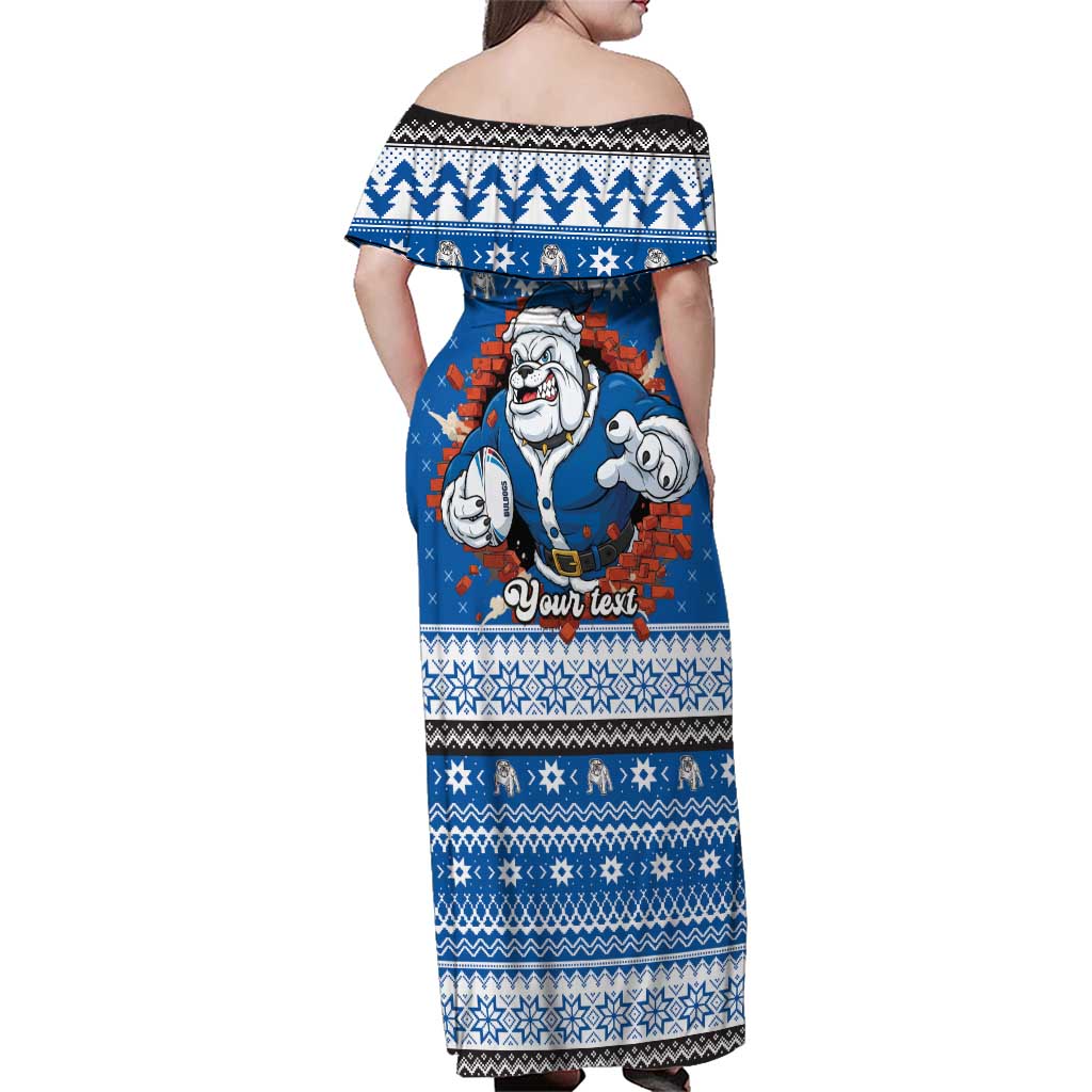 Angry Santa Bulldog Personalized Family Matching Off Shoulder Maxi Dress and Hawaiian Shirt Christmas Rugby League Spirit - Aussie Hoodie