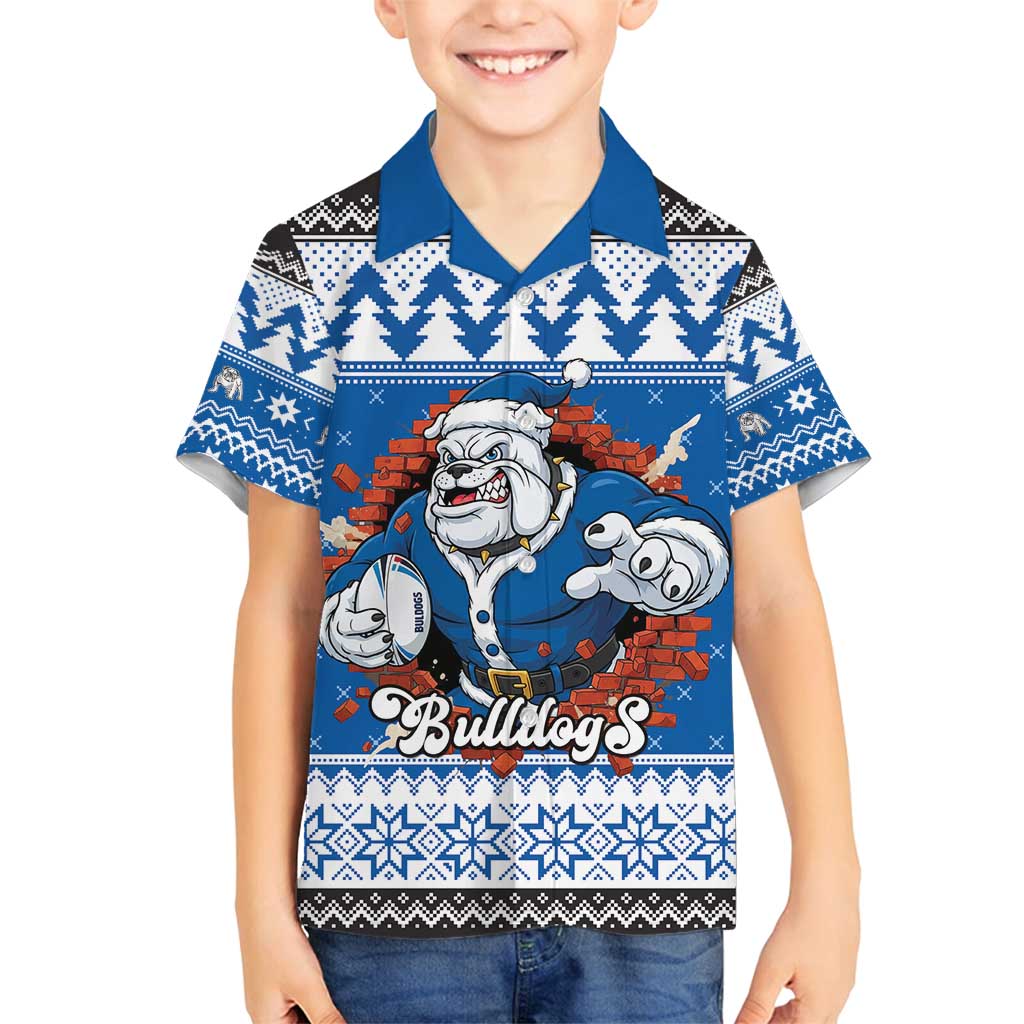 Angry Santa Bulldog Personalized Family Matching Off Shoulder Maxi Dress and Hawaiian Shirt Christmas Rugby League Spirit - Aussie Hoodie