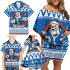 Angry Santa Bulldog Personalized Family Matching Off Shoulder Short Dress and Hawaiian Shirt Christmas Rugby League Spirit - Aussie Hoodie
