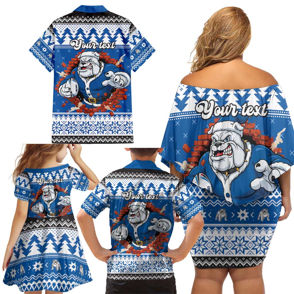 Angry Santa Bulldog Personalized Family Matching Off Shoulder Short Dress and Hawaiian Shirt Christmas Rugby League Spirit - Aussie Hoodie