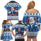 Angry Santa Bulldog Personalized Family Matching Off Shoulder Short Dress and Hawaiian Shirt Christmas Rugby League Spirit - Aussie Hoodie