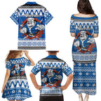 Angry Santa Bulldog Personalized Family Matching Puletasi and Hawaiian Shirt Christmas Rugby League Spirit - Aussie Hoodie