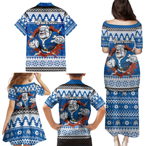 Angry Santa Bulldog Personalized Family Matching Puletasi and Hawaiian Shirt Christmas Rugby League Spirit - Aussie Hoodie