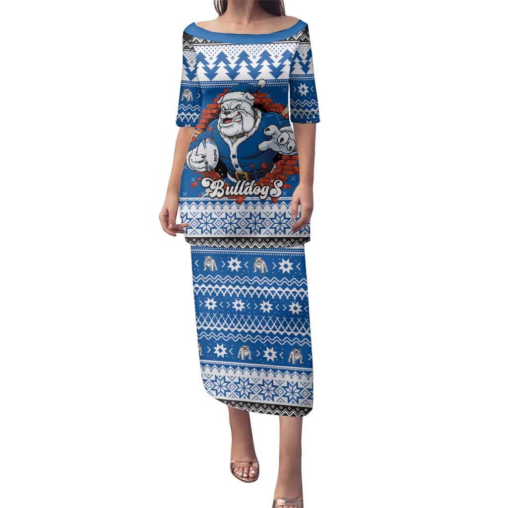 Angry Santa Bulldog Personalized Family Matching Puletasi and Hawaiian Shirt Christmas Rugby League Spirit - Aussie Hoodie