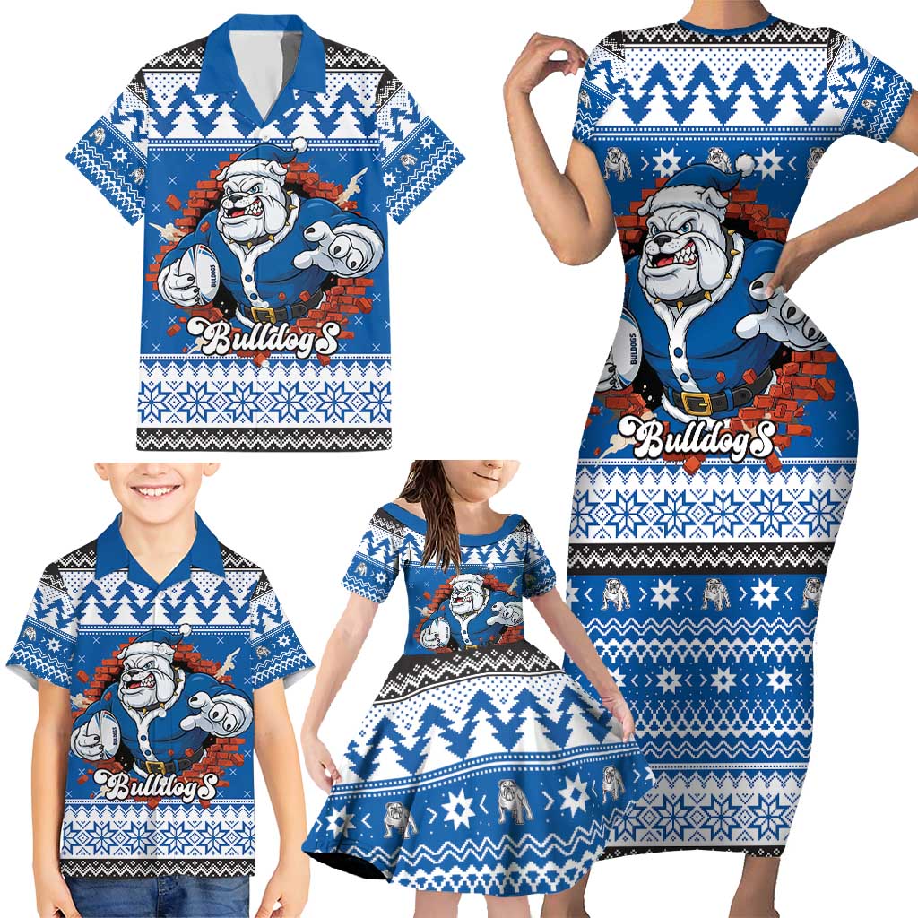 Angry Santa Bulldog Personalized Family Matching Short Sleeve Bodycon Dress and Hawaiian Shirt Christmas Rugby League Spirit - Aussie Hoodie