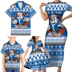 Angry Santa Bulldog Personalized Family Matching Short Sleeve Bodycon Dress and Hawaiian Shirt Christmas Rugby League Spirit - Aussie Hoodie