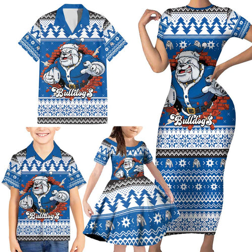 Angry Santa Bulldog Personalized Family Matching Short Sleeve Bodycon Dress and Hawaiian Shirt Christmas Rugby League Spirit - Aussie Hoodie