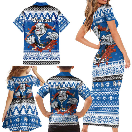 Angry Santa Bulldog Personalized Family Matching Short Sleeve Bodycon Dress and Hawaiian Shirt Christmas Rugby League Spirit - Aussie Hoodie