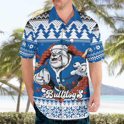 Angry Santa Bulldog Personalized Hawaiian Shirt Christmas Rugby League Spirit - Aussie Hoodie