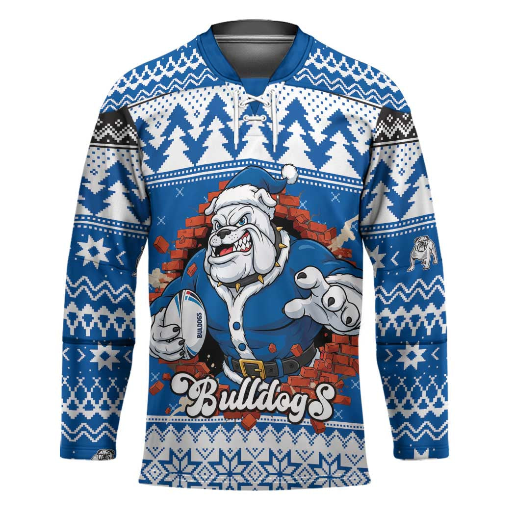 Angry Santa Bulldog Personalized Hockey Jersey Christmas Rugby League Spirit - Aussie Hoodie