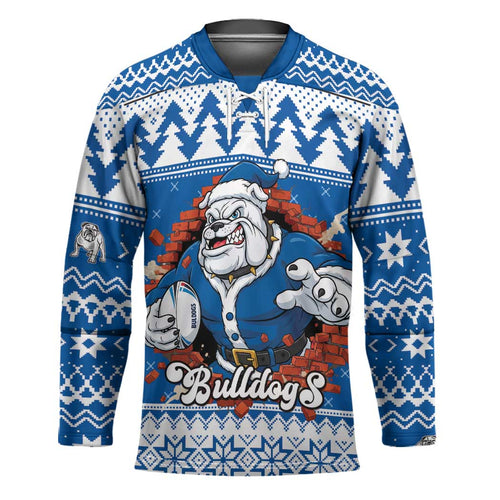 Angry Santa Bulldog Personalized Hockey Jersey Christmas Rugby League Spirit - Aussie Hoodie