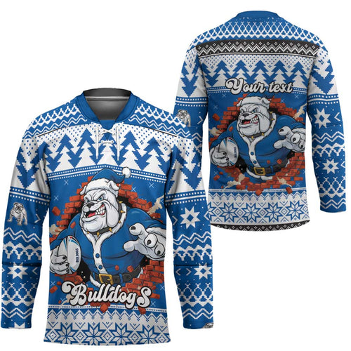 Angry Santa Bulldog Personalized Hockey Jersey Christmas Rugby League Spirit - Aussie Hoodie