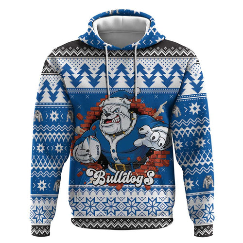 Angry Santa Bulldog Personalized Hoodie Christmas Rugby League Spirit - Aussie Hoodie