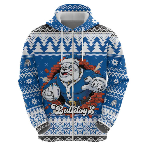 Angry Santa Bulldog Personalized Hoodie Christmas Rugby League Spirit - Aussie Hoodie