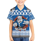 Angry Santa Bulldog Personalized Kid Hawaiian Shirt Christmas Rugby League Spirit - Aussie Hoodie