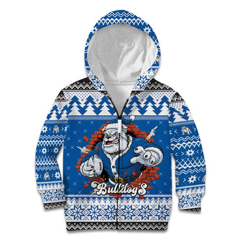 Angry Santa Bulldog Personalized Kid Hoodie Christmas Rugby League Spirit - Aussie Hoodie