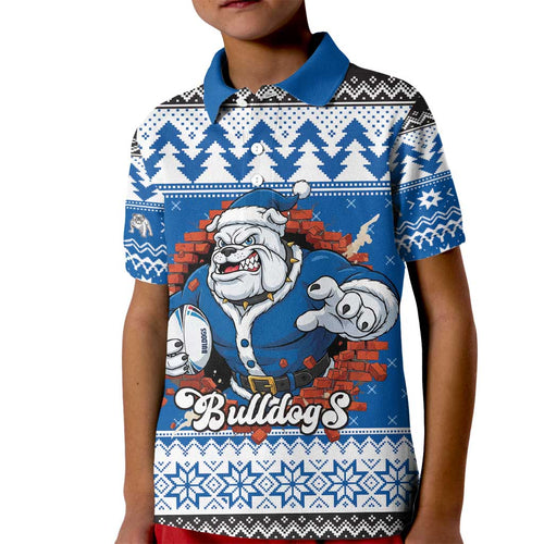 Angry Santa Bulldog Personalized Kid Polo Shirt Christmas Rugby League Spirit - Aussie Hoodie