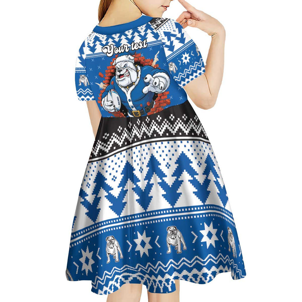 Angry Santa Bulldog Personalized Kid Short Sleeve Dress Christmas Rugby League Spirit - Aussie Hoodie