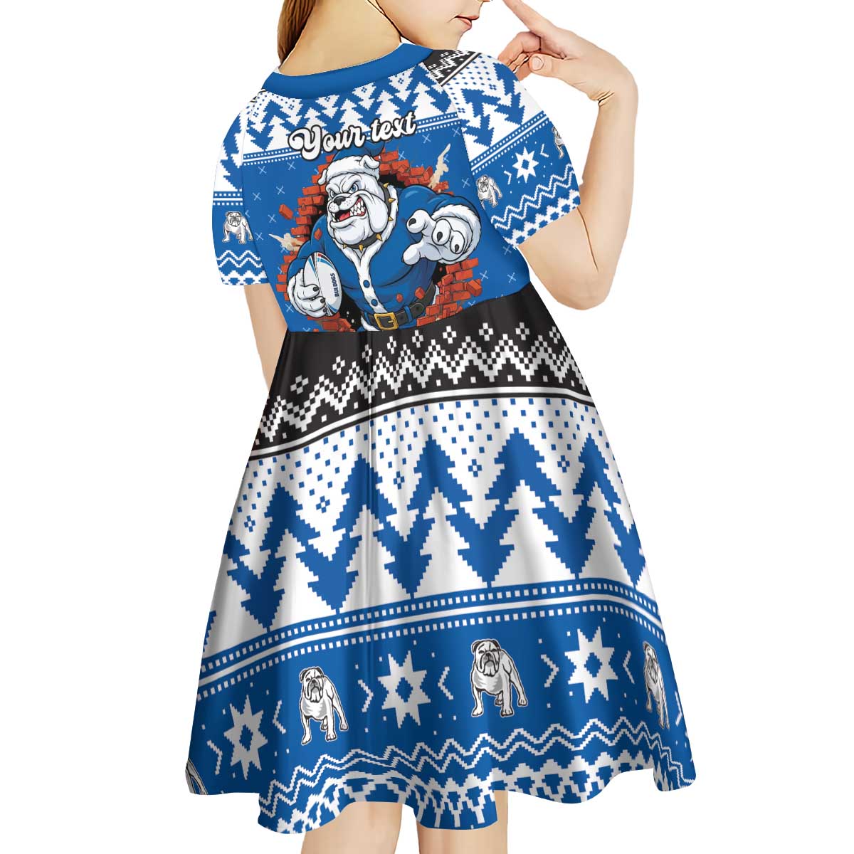 Angry Santa Bulldog Personalized Kid Short Sleeve Dress Christmas Rugby League Spirit - Aussie Hoodie