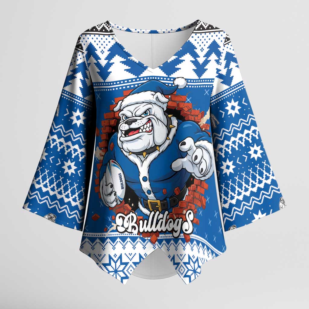 Angry Santa Bulldog Personalized Kimono Sleeve Blouse Christmas Rugby League Spirit - Aussie Hoodie
