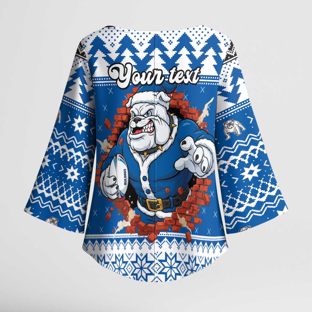 Angry Santa Bulldog Personalized Kimono Sleeve Blouse Christmas Rugby League Spirit - Aussie Hoodie