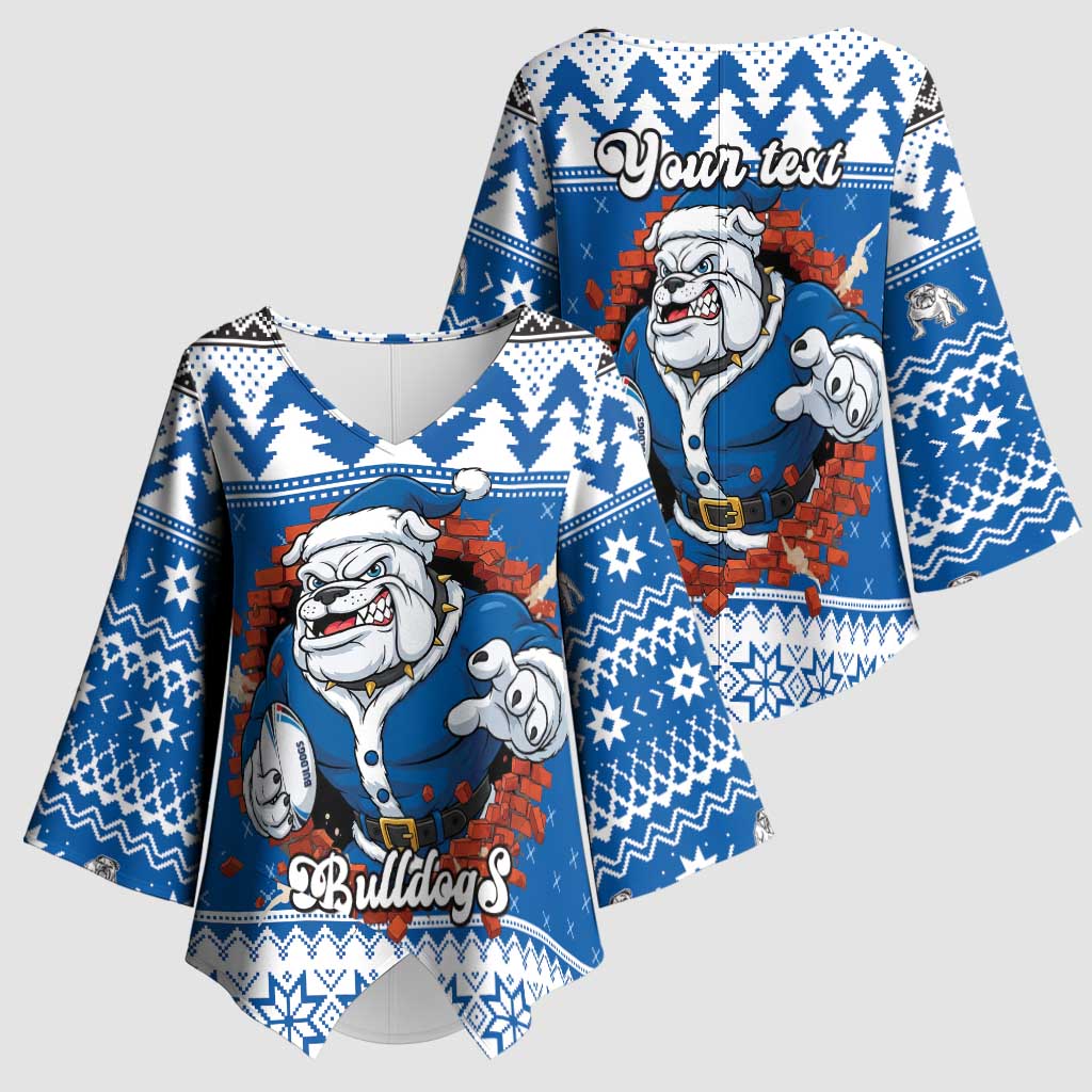 Angry Santa Bulldog Personalized Kimono Sleeve Blouse Christmas Rugby League Spirit - Aussie Hoodie