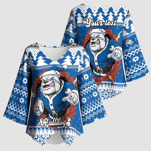 Angry Santa Bulldog Personalized Kimono Sleeve Blouse Christmas Rugby League Spirit - Aussie Hoodie