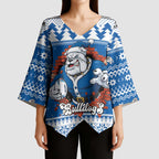 Angry Santa Bulldog Personalized Kimono Sleeve Blouse Christmas Rugby League Spirit - Aussie Hoodie