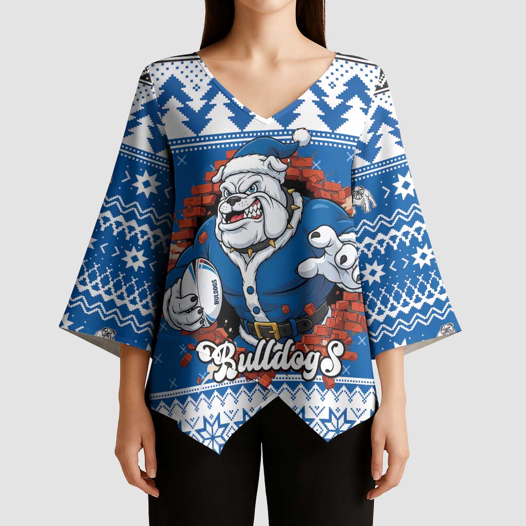 Angry Santa Bulldog Personalized Kimono Sleeve Blouse Christmas Rugby League Spirit - Aussie Hoodie