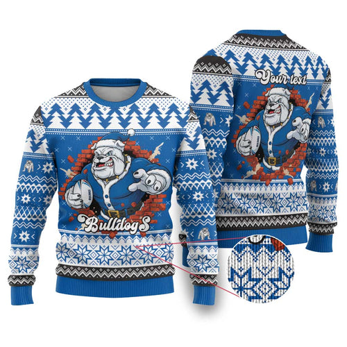 Angry Santa Bulldog Personalized Ugly Christmas Sweater Christmas Rugby League Spirit - Aussie Hoodie