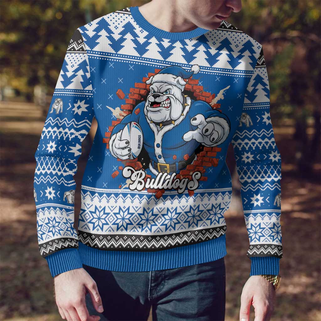 Angry Santa Bulldog Personalized Ugly Christmas Sweater Christmas Rugby League Spirit - Aussie Hoodie
