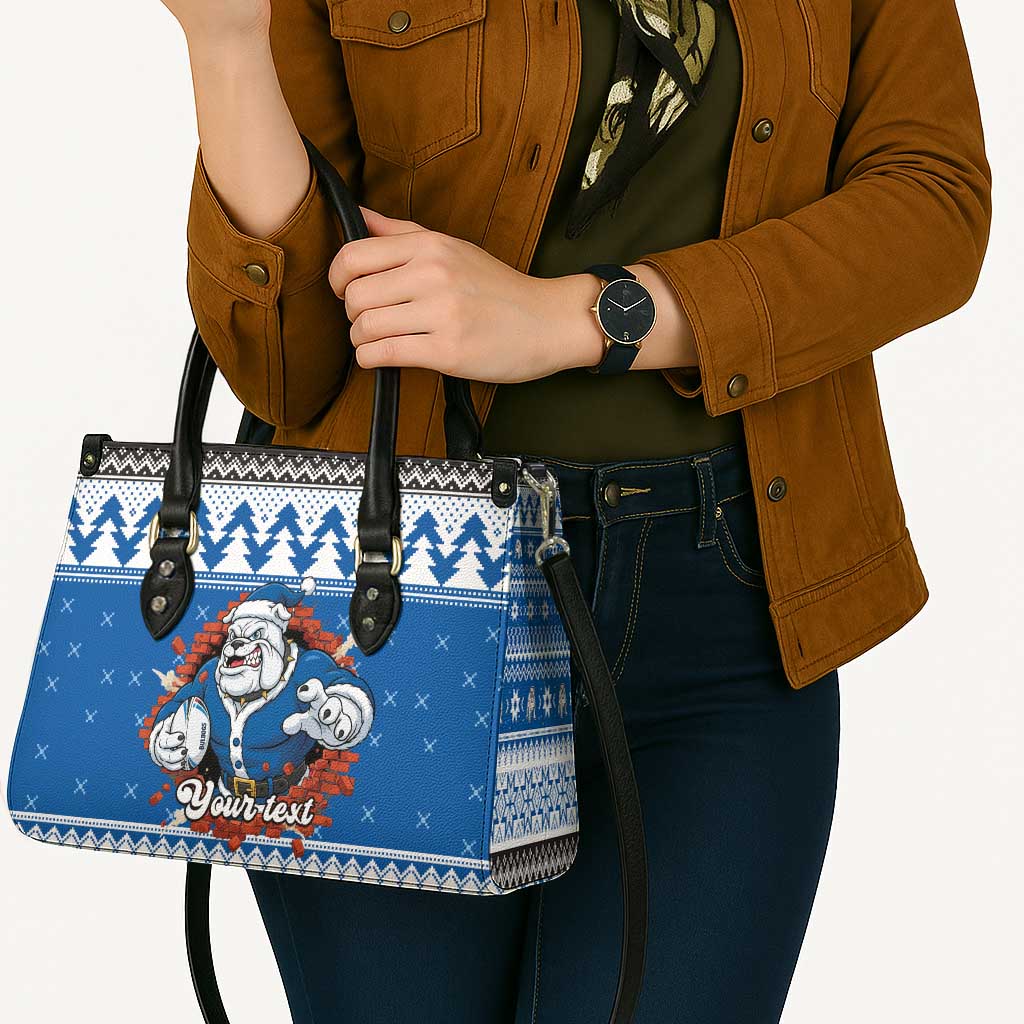Angry Santa Bulldog Personalized Leather Bag Christmas Rugby League Spirit - Aussie Hoodie