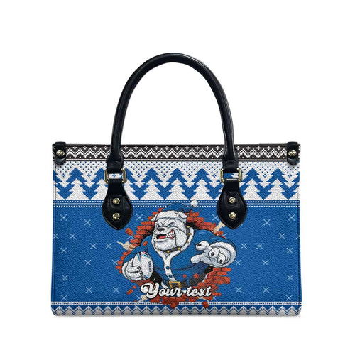 Angry Santa Bulldog Personalized Leather Bag Christmas Rugby League Spirit - Aussie Hoodie