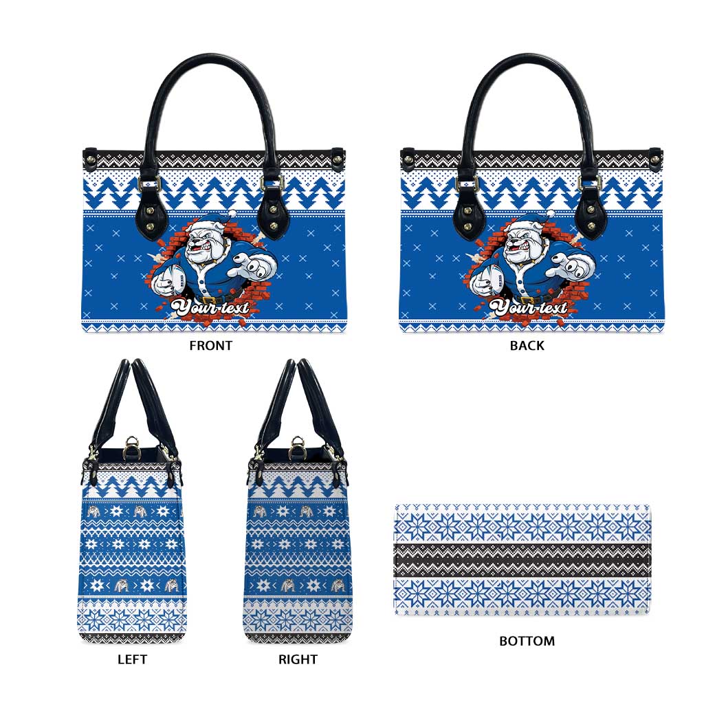 Angry Santa Bulldog Personalized Leather Bag Christmas Rugby League Spirit - Aussie Hoodie
