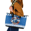 Angry Santa Bulldog Personalized Leather Tote Bag Christmas Rugby League Spirit - Aussie Hoodie