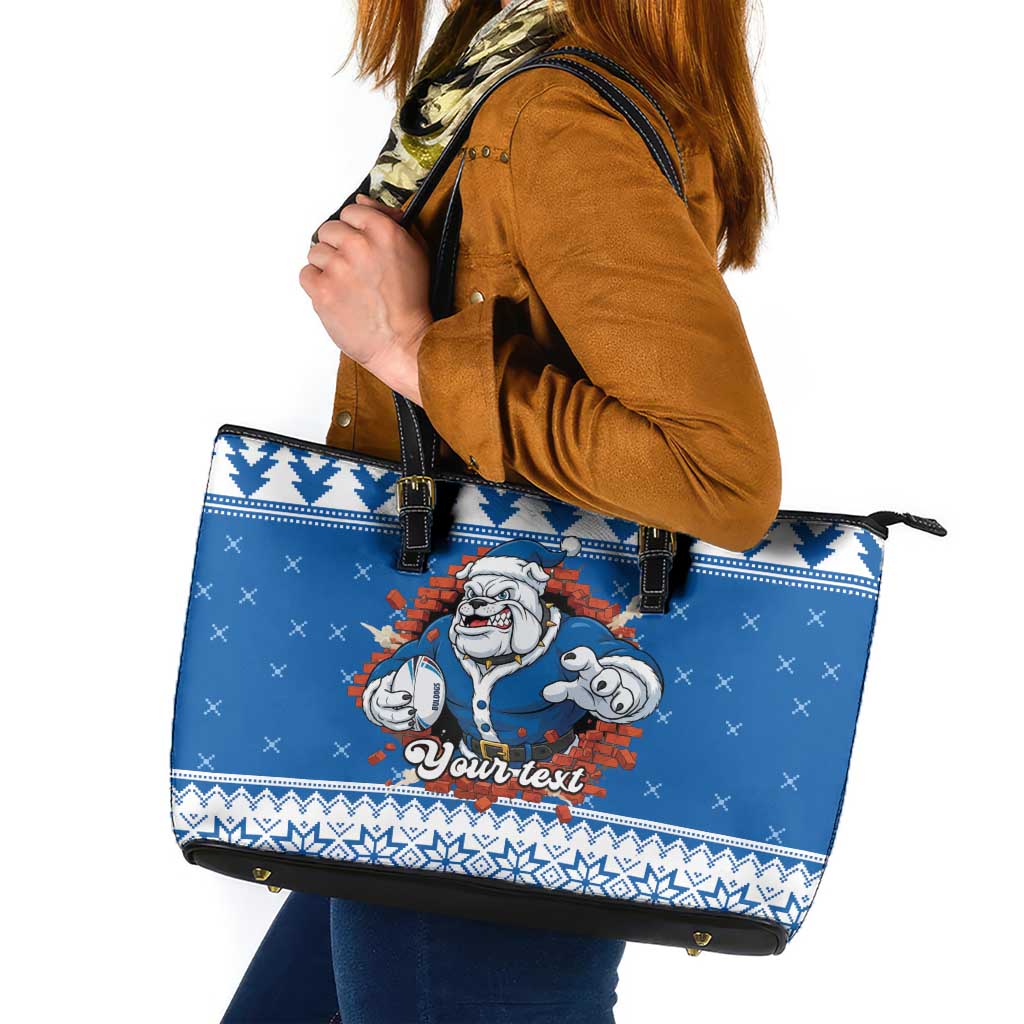 Angry Santa Bulldog Personalized Leather Tote Bag Christmas Rugby League Spirit - Aussie Hoodie
