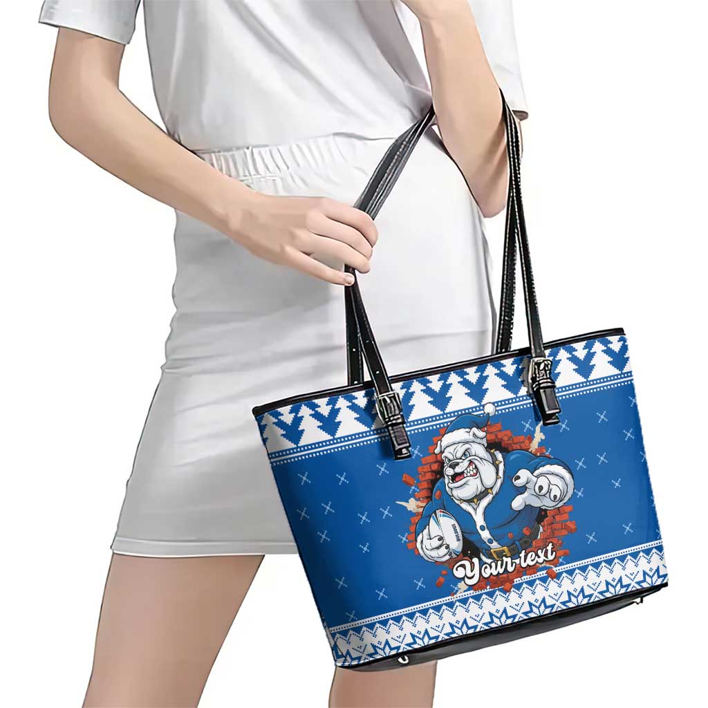 Angry Santa Bulldog Personalized Leather Tote Bag Christmas Rugby League Spirit - Aussie Hoodie