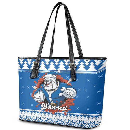 Angry Santa Bulldog Personalized Leather Tote Bag Christmas Rugby League Spirit - Aussie Hoodie