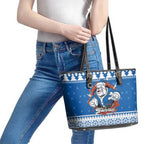 Angry Santa Bulldog Personalized Leather Tote Bag Christmas Rugby League Spirit - Aussie Hoodie