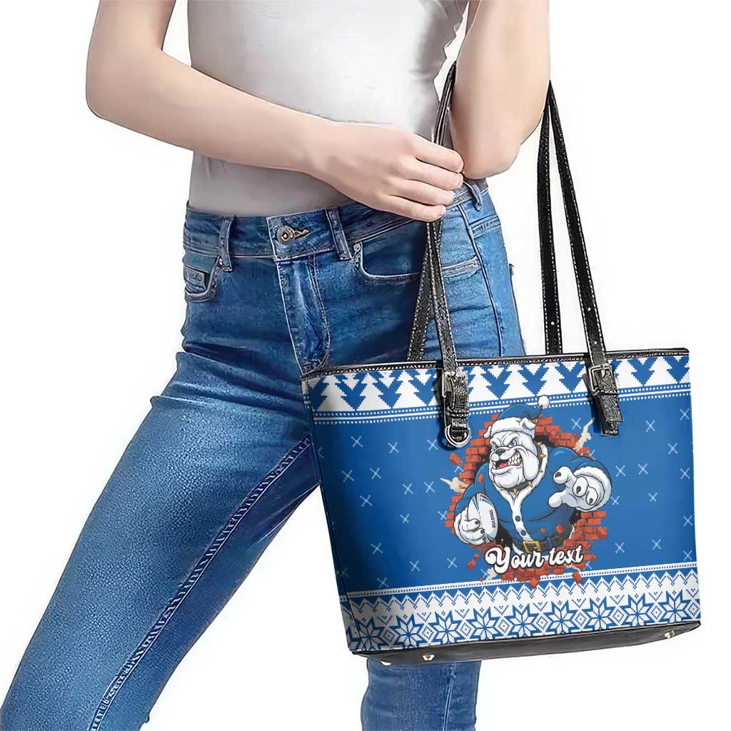 Angry Santa Bulldog Personalized Leather Tote Bag Christmas Rugby League Spirit - Aussie Hoodie