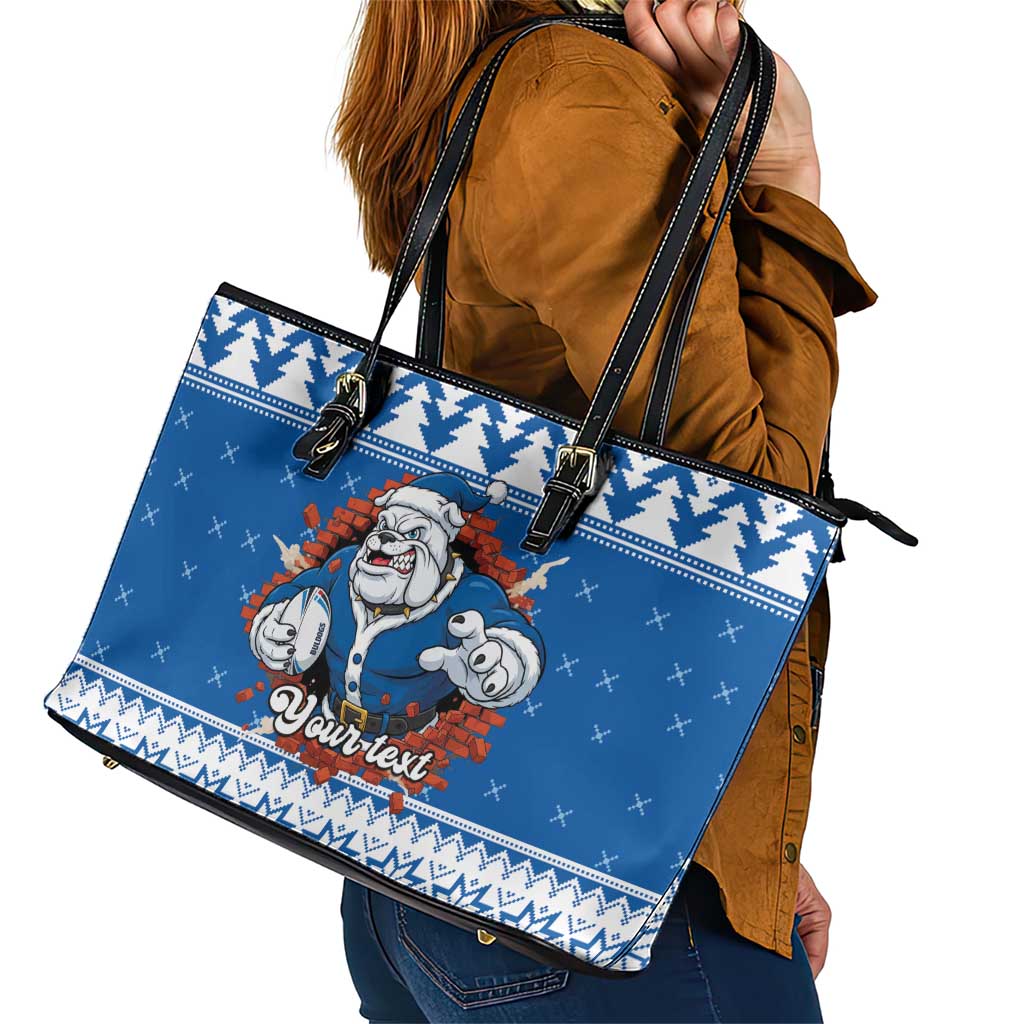 Angry Santa Bulldog Personalized Leather Tote Bag Christmas Rugby League Spirit - Aussie Hoodie